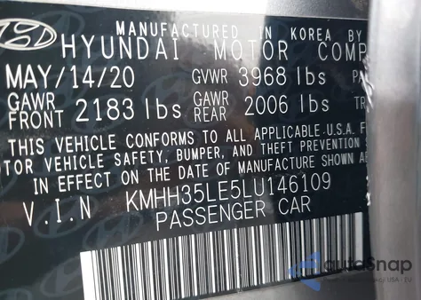 2020 Hyundai Elantra Gt from USA, damaged, VIN KMHH35LE5LU146109